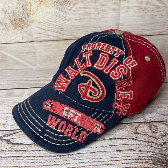 Disney Accessories - Property Of Walt Disney Ball Cap Hat Distressed Embroidered Mickey Mouse Minnie